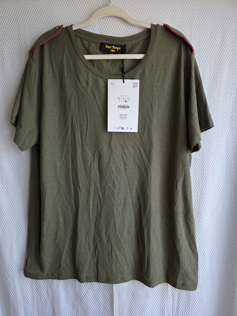 NWT Zara x Bobby Gillespie Limited Edition Khaki Green T-Shirt (Size L)